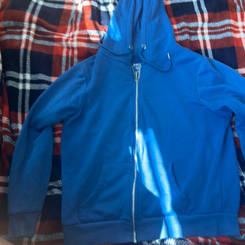 Blue zip up hoodie size 8